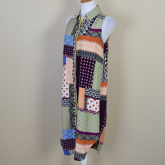Anthropologie Everyway Shirtdress Patchwork Midi Multi-color Dress - 6 - Picture 6 of 11